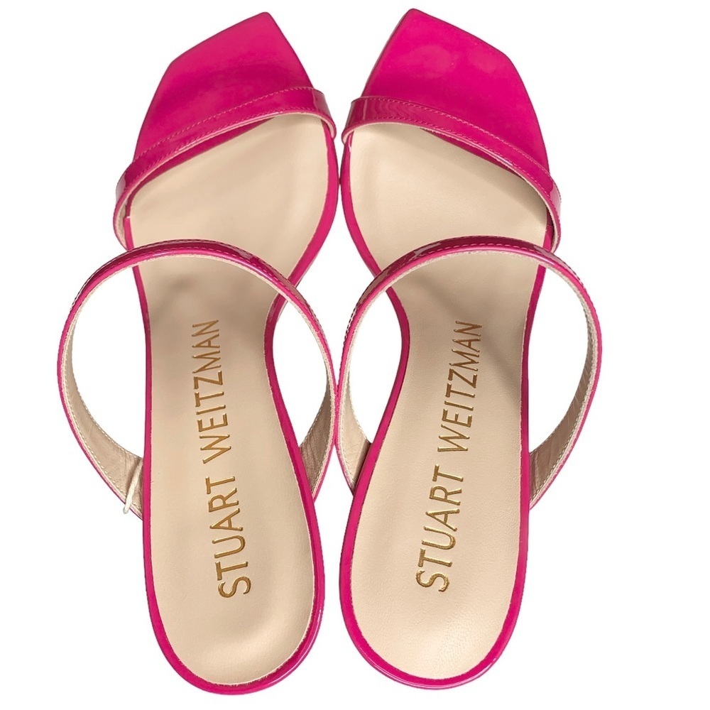 Stuart Weitzman Aleena 75 Peonia Pink Patent Slide Sandals - Picture 5 of 5
